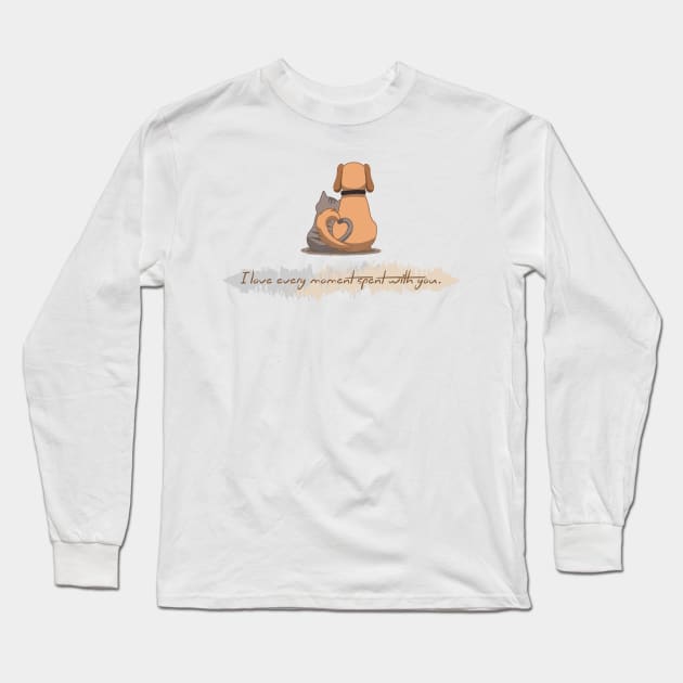 Dog and Cat Long Sleeve T-Shirt by EaglePrimeDsign